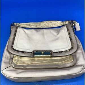 Coach Kristen large bag cream leather with snake embossed  trim